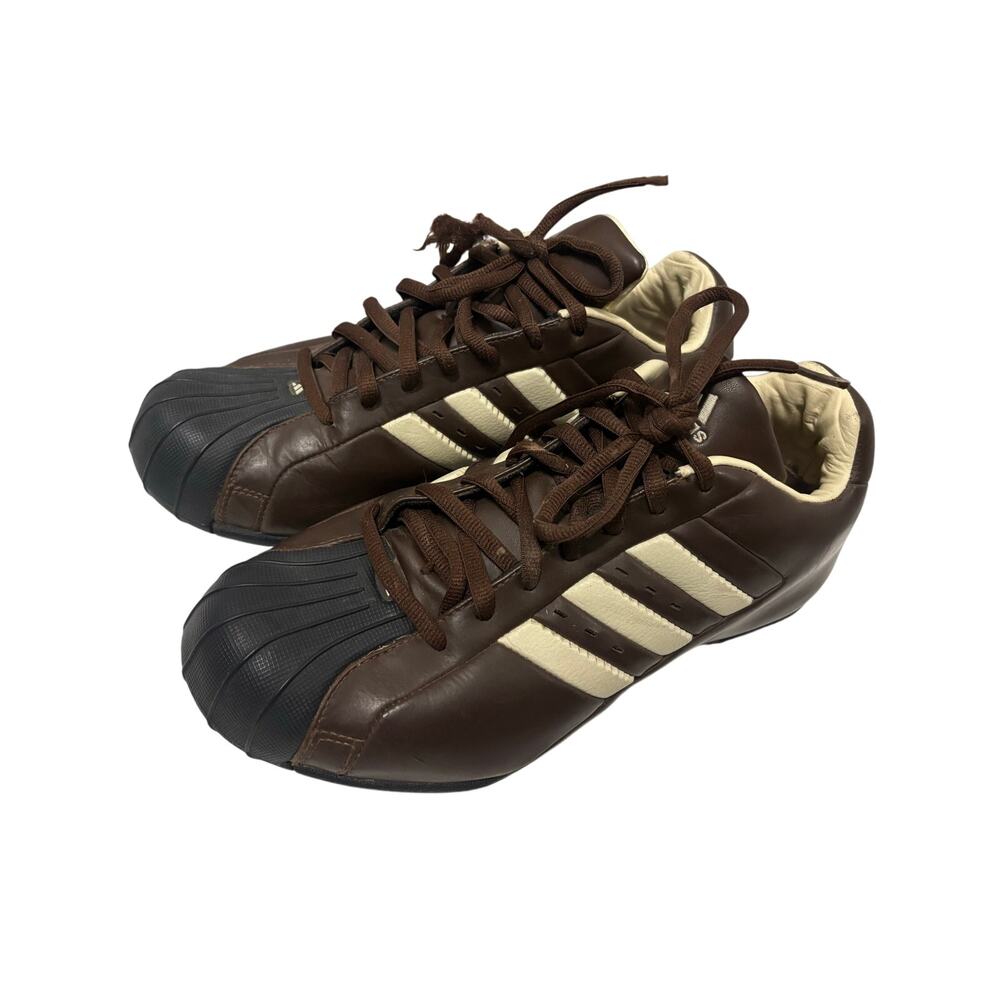 Vintage Adidas Y2K Rare Brown Leather Low Profile Sneakers Mens 11 Minimalist